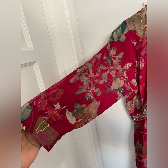 Indian women’s mirror work red Kurta top size L - Picture 6 of 7